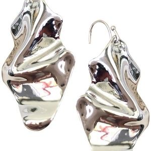 NWT Alexis Bittar SILVER Crumpled Wire Earrings